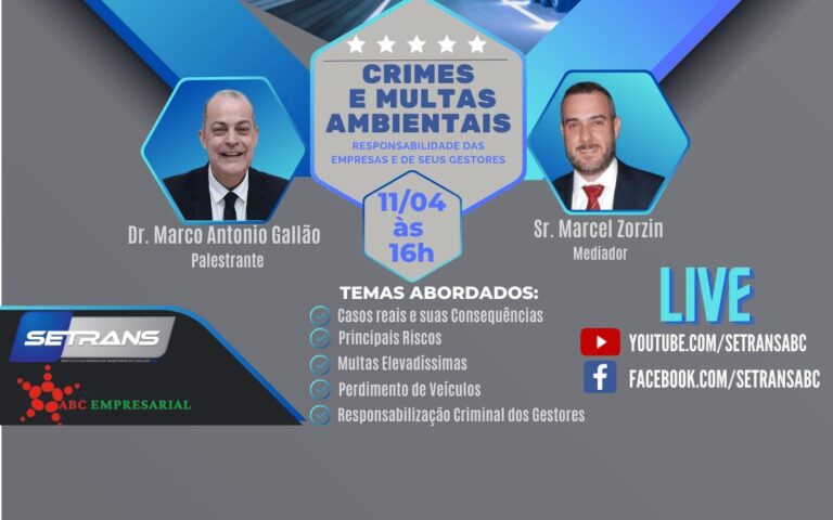 Acontece hoje a Live do SETRANS sobre Crimes e Multas Ambientais