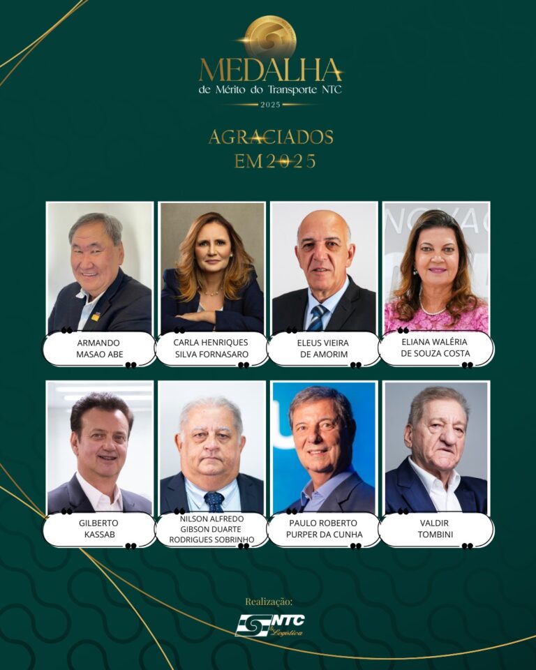 NTC&Logística anuncia as personalidades que serão agraciadas com a 37ª Medalha de Mérito do Transporte NTC em 2025