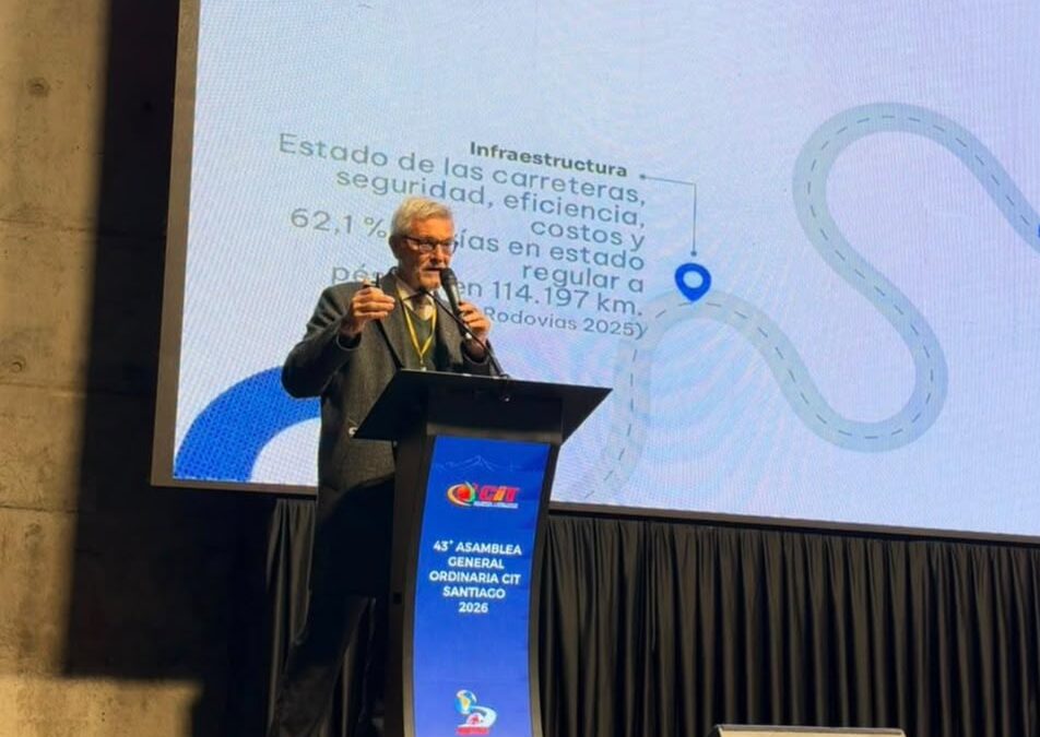 No segundo dia da Assembleia da CIT no Chile, presidente da NTC&Logística, Eduardo Rebuzzi, apresenta avanços e desafios do transporte de cargas brasileiro