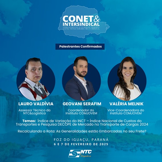 Pesquisas sobre custos do transporte e debate sobre generalidades no frete serão temas da primeira edição do CONET 2025, em Foz do Iguaçu